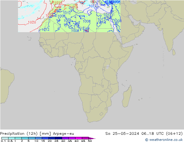 Precipitation (12h) Arpege-eu So 25.05.2024 18 UTC