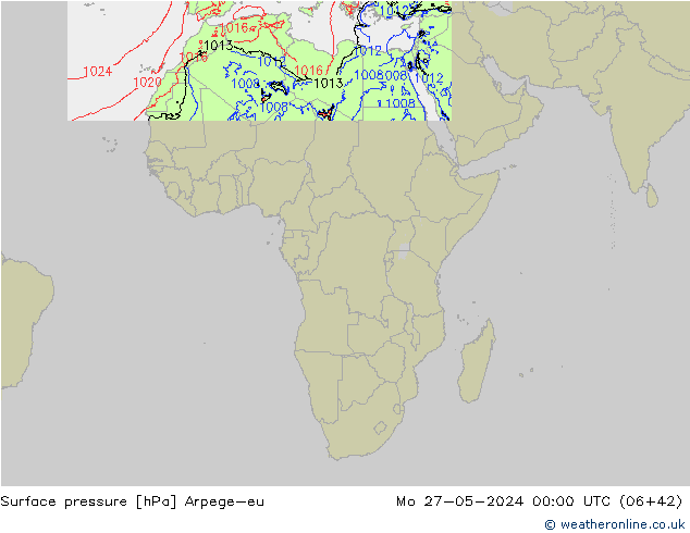 Surface pressure Arpege-eu Mo 27.05.2024 00 UTC