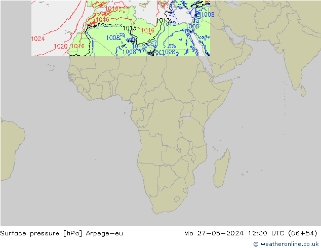 Surface pressure Arpege-eu Mo 27.05.2024 12 UTC