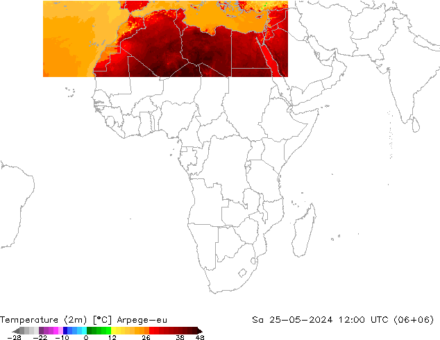 Sıcaklık Haritası (2m) Arpege-eu Cts 25.05.2024 12 UTC