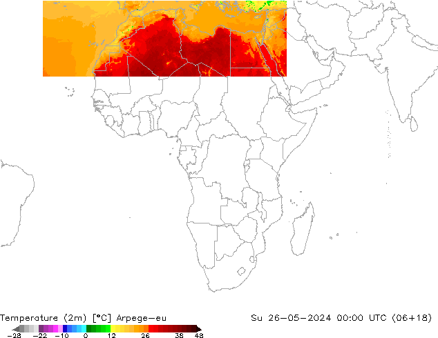 Temperatura (2m) Arpege-eu dom 26.05.2024 00 UTC