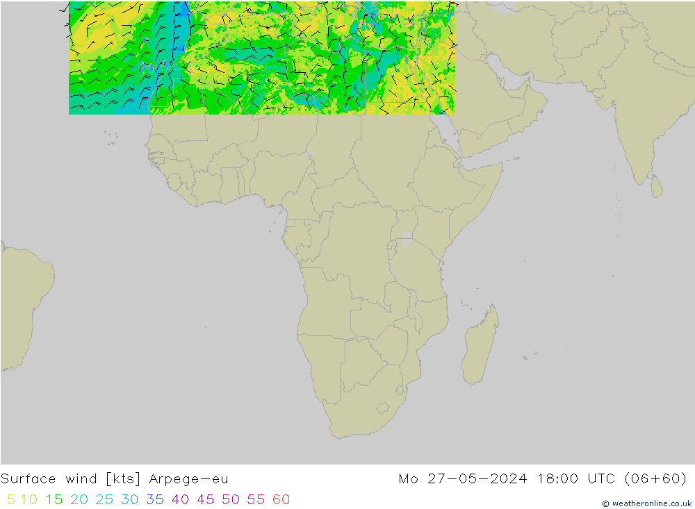 Wind 10 m Arpege-eu ma 27.05.2024 18 UTC