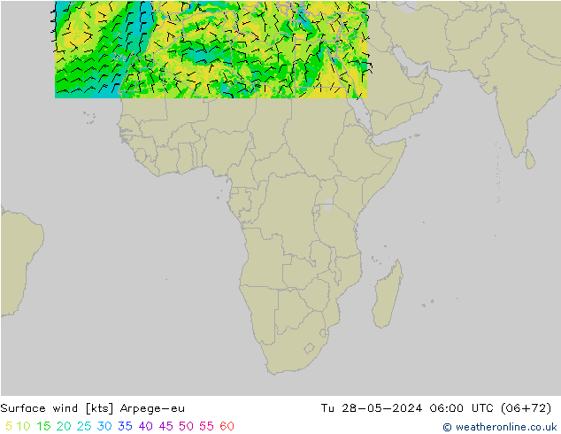 wiatr 10 m Arpege-eu wto. 28.05.2024 06 UTC