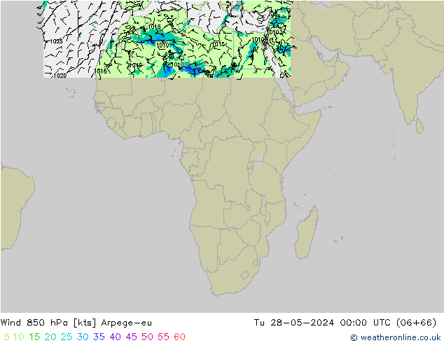 Wind 850 hPa Arpege-eu Di 28.05.2024 00 UTC