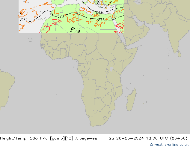 Hoogte/Temp. 500 hPa Arpege-eu zo 26.05.2024 18 UTC