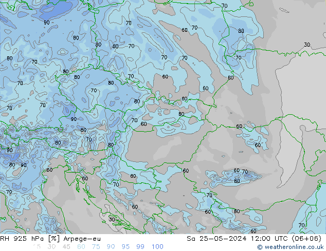 RH 925 hPa Arpege-eu Sa 25.05.2024 12 UTC