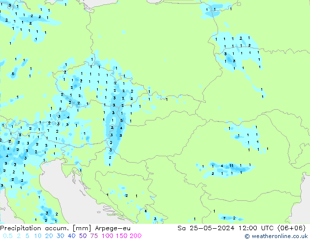 Totale neerslag Arpege-eu za 25.05.2024 12 UTC
