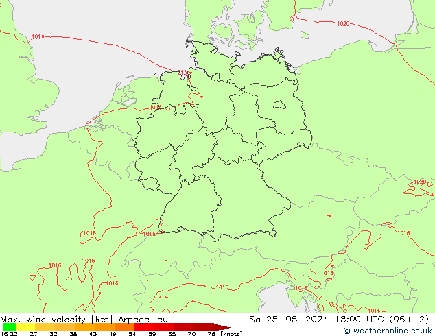 Maks. Rüzgar Hızı Arpege-eu Cts 25.05.2024 18 UTC