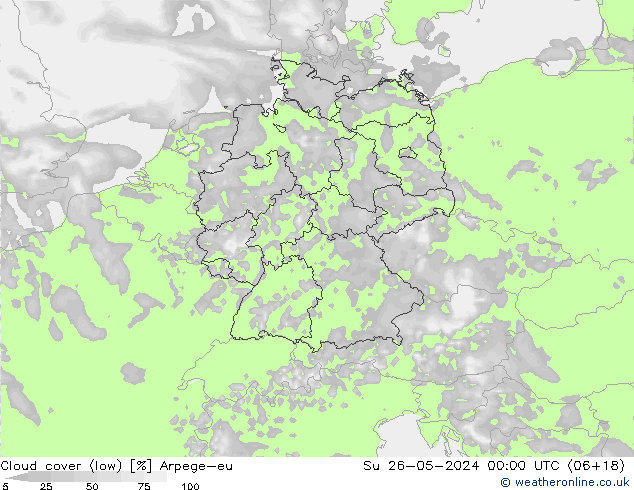 Bewolking (Laag) Arpege-eu zo 26.05.2024 00 UTC