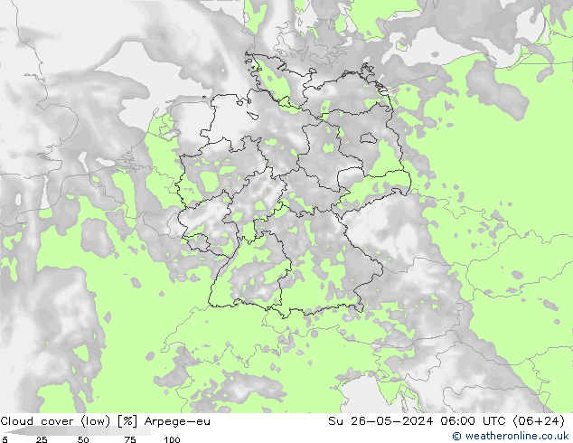 Wolken (tief) Arpege-eu So 26.05.2024 06 UTC