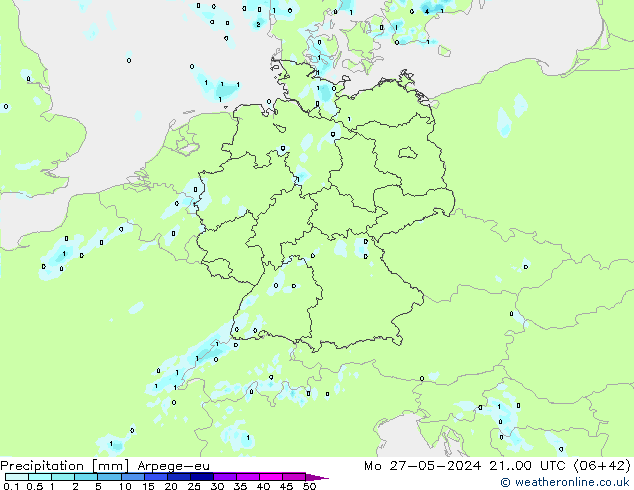 Precipitación Arpege-eu lun 27.05.2024 00 UTC