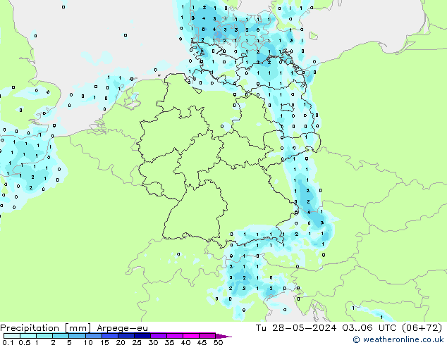 осадки Arpege-eu вт 28.05.2024 06 UTC