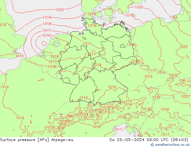 Surface pressure Arpege-eu Sa 25.05.2024 09 UTC