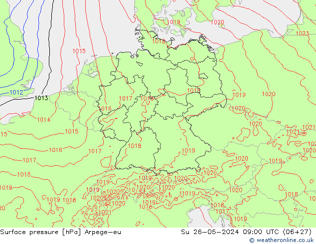 Surface pressure Arpege-eu Su 26.05.2024 09 UTC