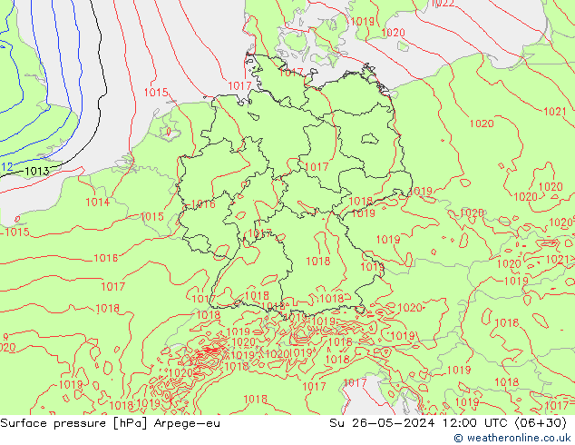 Surface pressure Arpege-eu Su 26.05.2024 12 UTC