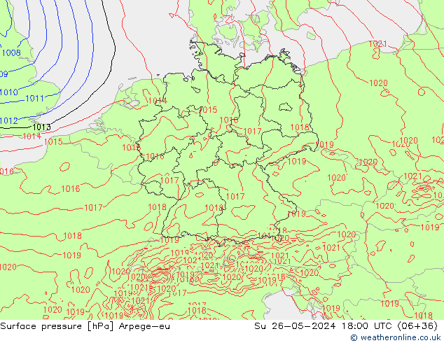 Atmosférický tlak Arpege-eu Ne 26.05.2024 18 UTC