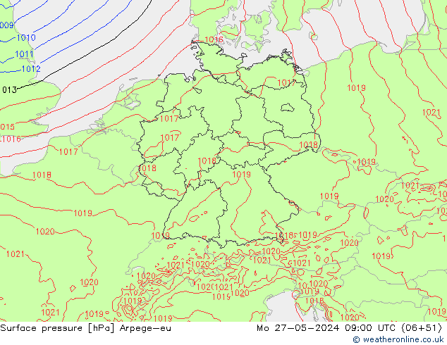 pressão do solo Arpege-eu Seg 27.05.2024 09 UTC