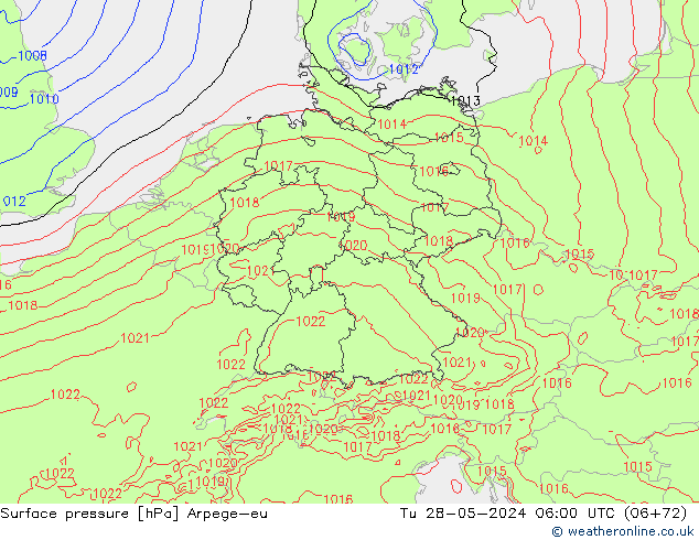 Surface pressure Arpege-eu Tu 28.05.2024 06 UTC