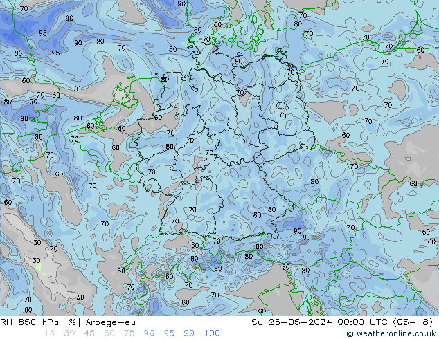 RH 850 hPa Arpege-eu Su 26.05.2024 00 UTC