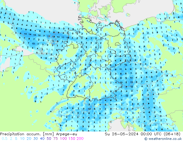 Precipitation accum. Arpege-eu Ne 26.05.2024 00 UTC