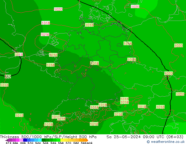 Thck 500-1000hPa Arpege-eu sam 25.05.2024 09 UTC