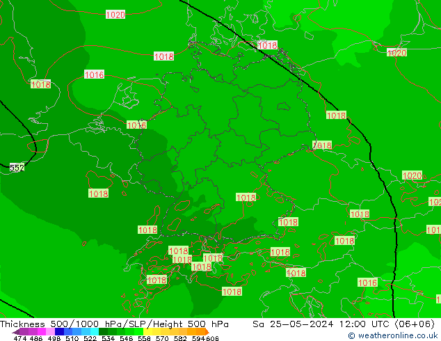 Thck 500-1000hPa Arpege-eu Sa 25.05.2024 12 UTC