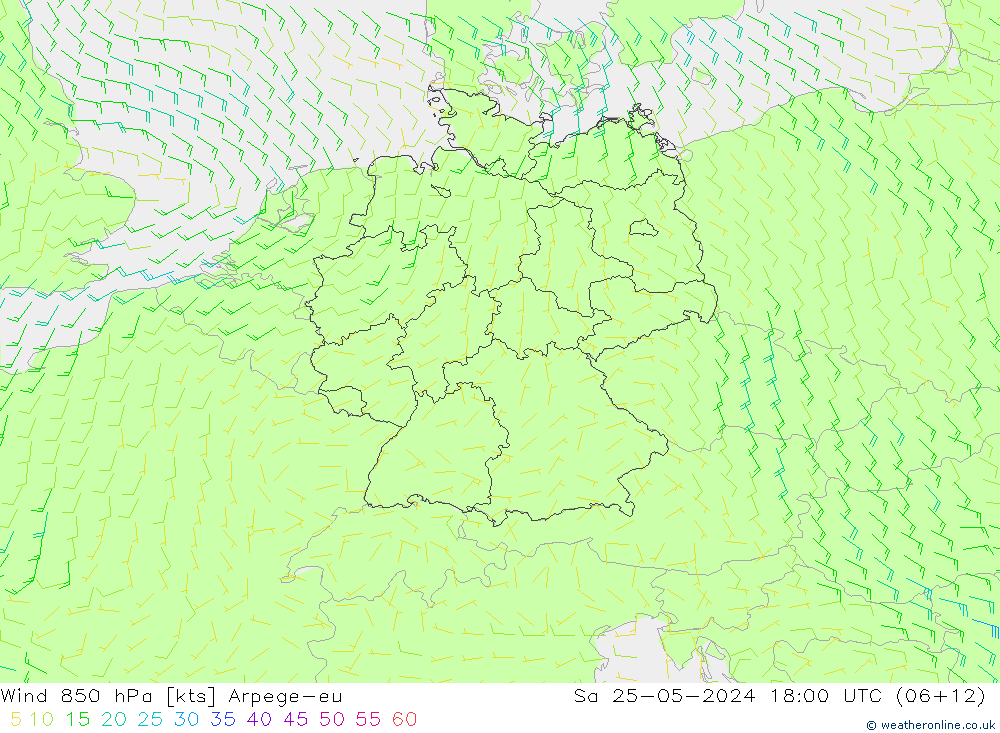 风 850 hPa Arpege-eu 星期六 25.05.2024 18 UTC