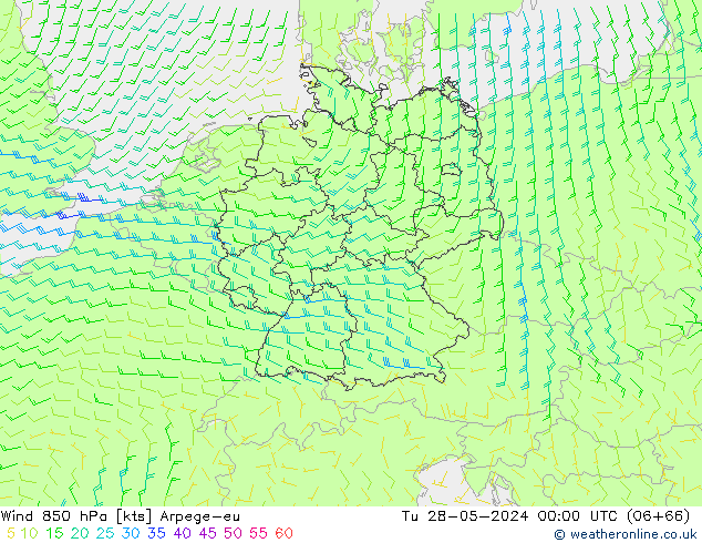 Wind 850 hPa Arpege-eu di 28.05.2024 00 UTC