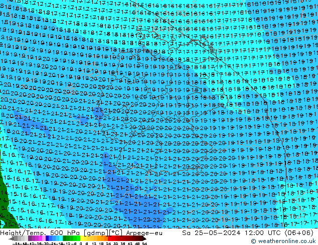 Height/Temp. 500 hPa Arpege-eu So 25.05.2024 12 UTC