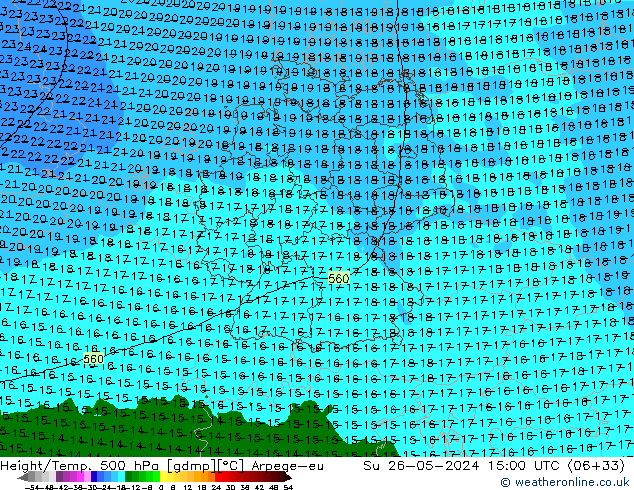Géop./Temp. 500 hPa Arpege-eu dim 26.05.2024 15 UTC