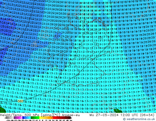 Height/Temp. 500 hPa Arpege-eu Po 27.05.2024 12 UTC