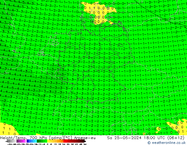 Height/Temp. 700 hPa Arpege-eu Sa 25.05.2024 18 UTC