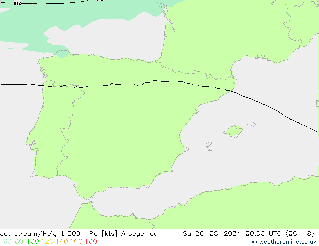 Jet stream/Height 300 hPa Arpege-eu Su 26.05.2024 00 UTC