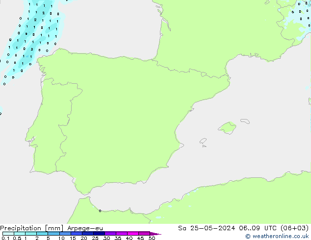 Precipitación Arpege-eu sáb 25.05.2024 09 UTC