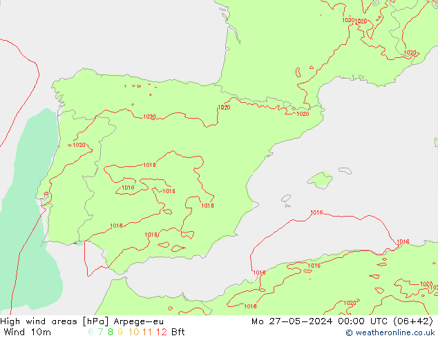 High wind areas Arpege-eu пн 27.05.2024 00 UTC