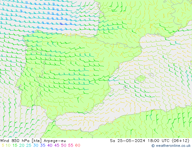 Wind 850 hPa Arpege-eu Sa 25.05.2024 18 UTC