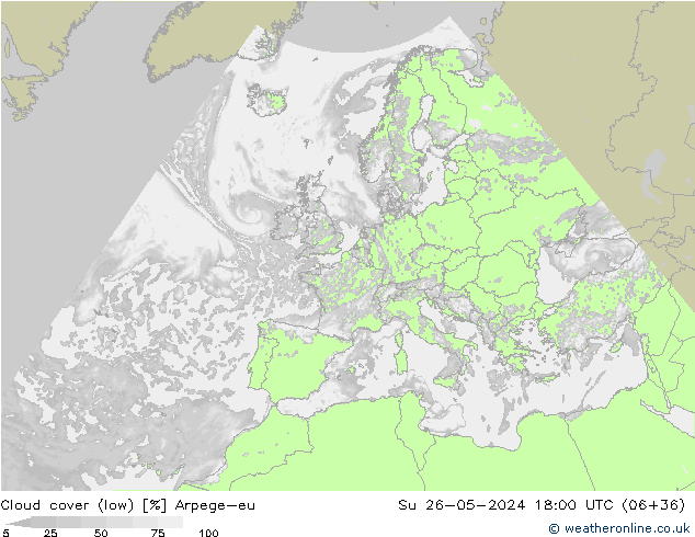 Nuages (bas) Arpege-eu dim 26.05.2024 18 UTC