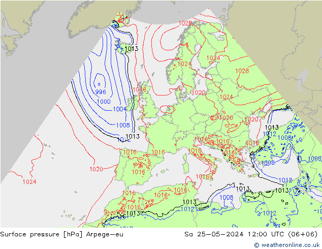 Surface pressure Arpege-eu Sa 25.05.2024 12 UTC