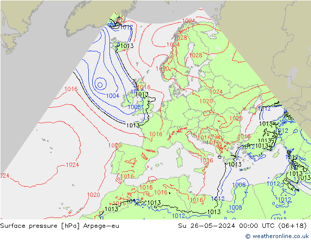 Surface pressure Arpege-eu Su 26.05.2024 00 UTC