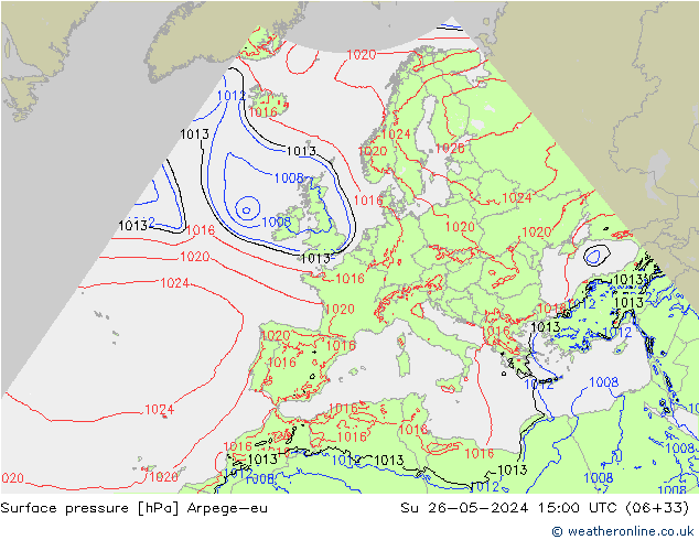 Atmosférický tlak Arpege-eu Ne 26.05.2024 15 UTC