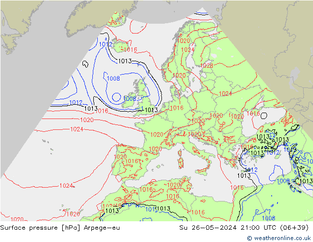 Luchtdruk (Grond) Arpege-eu zo 26.05.2024 21 UTC