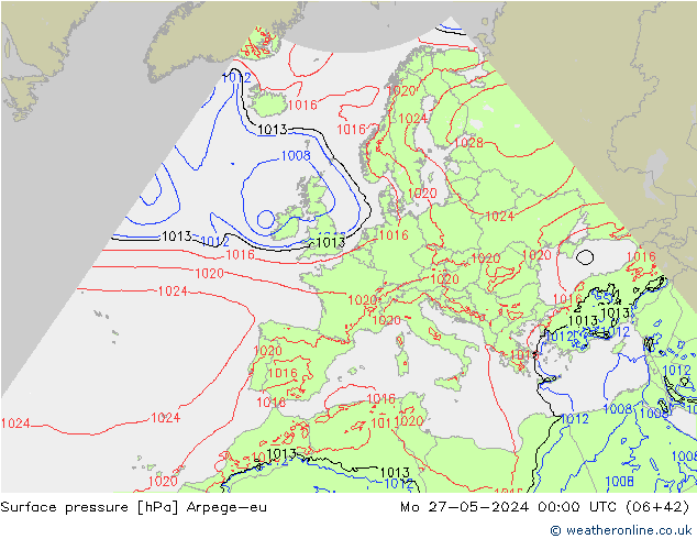 приземное давление Arpege-eu пн 27.05.2024 00 UTC