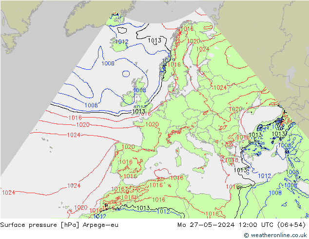 Presión superficial Arpege-eu lun 27.05.2024 12 UTC