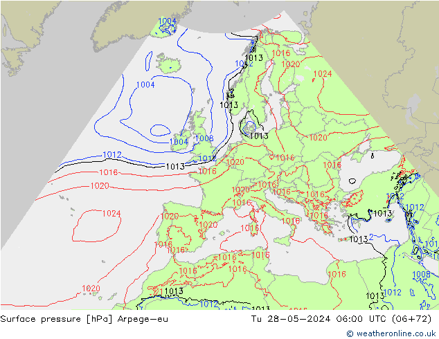 Bodendruck Arpege-eu Di 28.05.2024 06 UTC