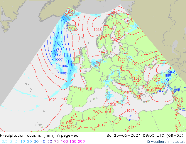 Toplam Yağış Arpege-eu Cts 25.05.2024 09 UTC
