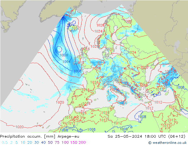 Precipitation accum. Arpege-eu sab 25.05.2024 18 UTC