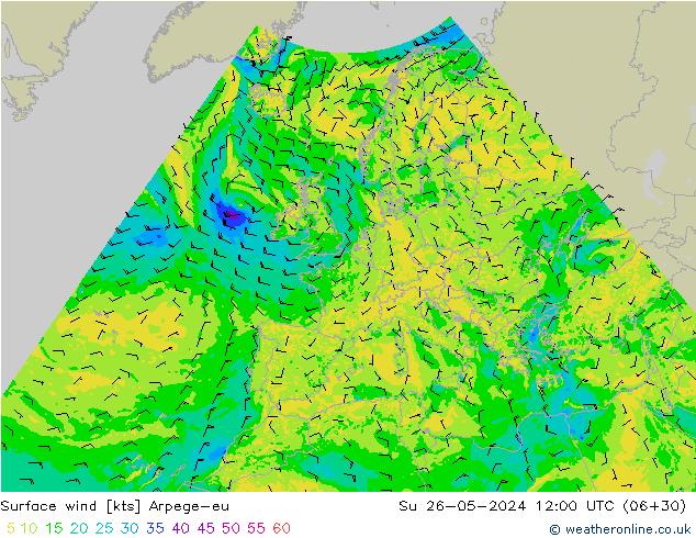 Surface wind Arpege-eu Su 26.05.2024 12 UTC