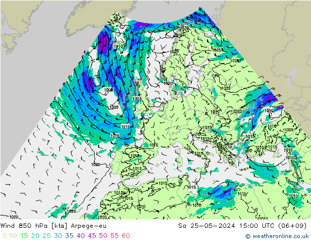 Rüzgar 850 hPa Arpege-eu Cts 25.05.2024 15 UTC