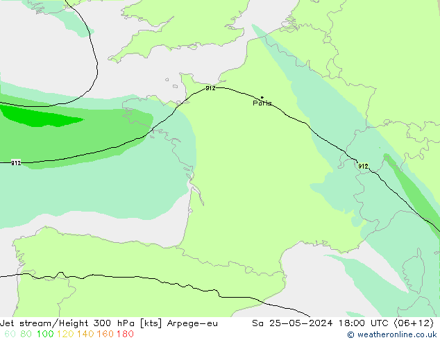 Jet stream Arpege-eu Sáb 25.05.2024 18 UTC