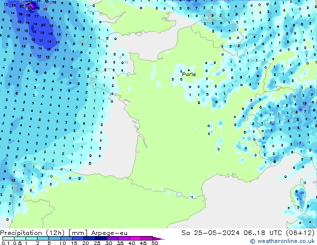Yağış (12h) Arpege-eu Cts 25.05.2024 18 UTC